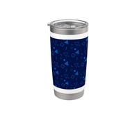 Navy Blue Triangle Circle Square Geometric Memphis Pattern Vaso térmico de acero inoxidable de doble pared