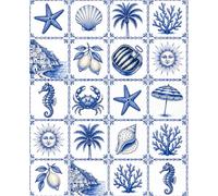 Navy Blue & White Summer Beach Coastal Mediterranean Ocean Journal Tropical Marine Biology Lemon Chinoiserie Aesthetic College Ruled Notebook for ... Gifts & Stationery for Women, Girls, Teens