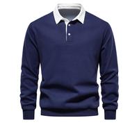 (Navy, EUR L 80-90kg) Men's Clothing 2025 New Autumn Classic Design Polo Neck Sweatshirts for Men Casual and Social Wear Quality Cotton