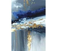 Navy & Gold Ribbon Notebook: A Lined Journal with Abstract Gold, Blue & Gray Accents | 6x9 | 201 Pages