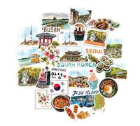 Navy Peony Adhesivos de viaje pintorescos para Corea del Sur (30 uds) - Para Scrapbooks, Diarios