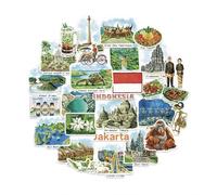 Navy Peony Diversas calcomanías de viaje de Indonesia (28 piezas) - Calcomanías de vacaciones con temática indonesia para diarios, álbumes de recortes, equipaje
