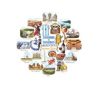 Navy Peony Juego de pegatinas Argentina de gran tamaño, acuarelas ilustradas a mano, brillantes y resistentes al agua, para maleta, portátil y botella de agua (28 piezas)