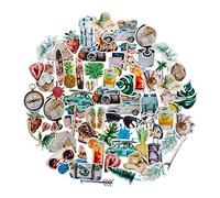 Navy Peony Paquete de calcomanías de viaje (62 ejemplares): bonitas y pequeñas calcomanías impermeables para equipaje, álbumes de fotos y diarios