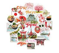 Navy Peony Pegatinas de Viaje al Japón Imperial (29 uds) - Para Scrapbooks, Diarios