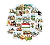 Navy Peony Pegatinas de Viaje Armoniosas a Hungría (29 uds) - Para Scrapbooks, Diarios