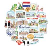 Navy Peony Pegatinas de Viaje Artísticas a los Países Bajos (29 uds) - Para Scrapbooks, Diarios