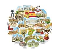 Navy Peony Pegatinas de Viaje del Centro-Sur de España (28 uds) - Madrid, Sevilla para Scrapbooks