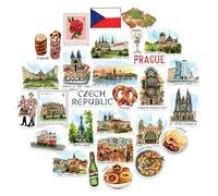 Navy Peony Pegatinas de Viaje Encantadoras a la República Checa (28 uds) - Para Scrapbooks, Diarios