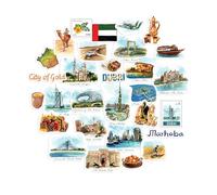 Navy Peony Pegatinas de Viaje Futuristas a Dubái (30 uds) - Para Scrapbooks, Diarios