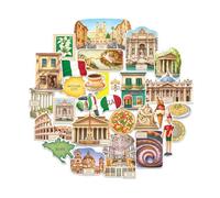 Navy Peony Pegatinas de Viaje Históricas a Roma (28 uds) - Para Scrapbooks, Diarios