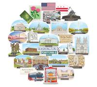 Navy Peony Pegatinas de Viaje Monumental Washington DC (28 uds) - Para Scrapbooks, Diarios