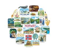 Navy Peony Pegatinas de Viaje Nórdicas a Noruega (28 uds) - Para Scrapbooks, Diarios