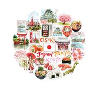 Navy Peony Pegatinas Imperiales y Llamativas de Japón (29 unidades) - para portátil, botella de agua, equipaje