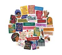 Navy Peony Soul Sister Stickers Vision Board (30 piezas) - Herencia Africana, Stickers de Hermandad para Mujeres Negras, Comunidad, Activista, Vision Board Party