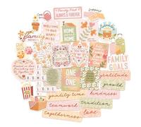 Navy Peony Stickers para Tablero de Visión Familiar "Bonds and Dreams" (30 piezas) - Peach Fuzz, Pegatinas Florales en Pastel para la Unidad Familiar, Scrapbooking, Fiesta de Tablero de Visión