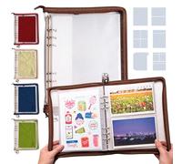 Navy Peony Wander Keeper carpeta de papelería (moca Al-Mukhā) - fundas A5/A6 auténticas, colores de viaje seleccionados, organizador con cremallera resistente - para pegatinas, postales y photocards