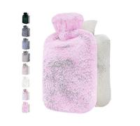 (Navy pink) Hot Bottle With Fluffy Cover Soft Faux Fur Cover Hot Bag For Cosy Nights Pain Relief