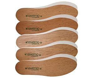 Nawemo Pack de 5 pares/5 pares de plantillas de madera de cedro antibacterianas para hombre, plantillas antibacterianas contra el sudor, olor de pies, hongos en los pies y hongos en las uñas