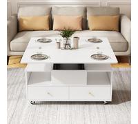 NAWUZHENG Mesa de centro regulable con función plegable y 4 cajones, 100 x 50 x 47,5 cm, elevador hidráulico, mesa elevadora hidráulica, mesa de salón móvil con ruedas universales, mesa de sofá, color
