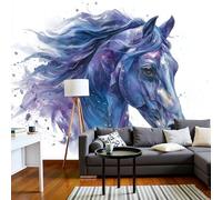 NAWVNMI 3D Panorámica De Pared De Caballo Cabeza Acuarela Animal Premium Papel Pintado Seda Para Sala Dormitorio Niño Dormitorio Decoración Moderno Póster Cuadros Fotos Pared (450 x 315cm)