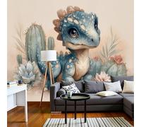 NAWVNMI 3D Panorámica De Pared De Dinosaurio Lindo Pequeño Desierto Cactus Premium Papel Pintado Seda Para Sala Dormitorio Niño Dormitorio Decoración Moderno Póster Cuadros Fotos Pared (450 x 315cm)