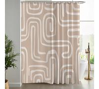 NAWVNMI Abstracto Laberinto Cortina de Ducha 180 x 200 cm, Boho Sin Costuras Cortinas de Ducha Lavables baño Tela de Cortina Ducha Impermeable Antimoho con 12 Ganchos(Marrón Claro Beige)