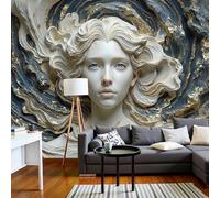 NAWVNMI Dormitorio Papel Pintado Etéreo Femenino Figura Escultura Pared Panorámico 300 x 210cm Azul Blanco Fotomurales, Póster Gigante de Pared Personalizado 3D Para Salón Fotomurales