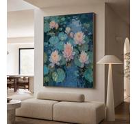 NAWVNMI Lienzos decorativos Casa Impresionismo Pintura Al Óleo Decoración Nenúfares Estanque 50x70cm Cuadros Decoracion Salon Dormitorio Cocina Cuadros Pared Wall Art Canvas Sin Marco