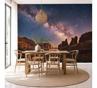 NAWVNMI Papel pintado de papel Seda Cañón Galaxia, 350 x 256cm Fotomurales XXL Oeste Zona Salvaje Formación Rocosa Papel tapiz fotográfico Dormitorio Para la sala Decoracion Pared