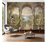 NAWVNMI Papel Pintado de Tela Seda, Estilo Clásico Europeo Villa Junto Al Lago Papel Pintado Decorativos del Hogar, Revestimiento Decorativo de Tela Seda para Sala de Estar Y Dormitorio 200 x 140cm