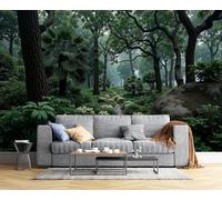 NAWVNMI Papel Pintado de Tela Seda, Parque Forestal Sendero De Piedra Arbustos Papel Pintado Decorativos del Hogar, Revestimiento Decorativo de Tela Seda para Sala de Estar Y Dormitorio 350 x 256cm