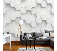 NAWVNMI Papel Pintado de Tela Seda, Relieve Hexagonal Geometría Textura 3D Papel Pintado Decorativos del Hogar, Revestimiento Decorativo de Tela Seda para Sala de Estar Y Dormitorio 200 x 140cm