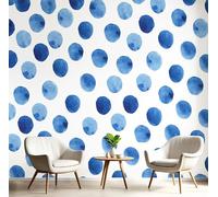 NAWVNMI Papel Pintado Panorámico en Lunares De Acuarela Seda, 150 * 105cm, Patrón Sin Costuras, Índigo, Papel Pintado Panorámico, Pared Póster para Salón Dormitorio Fotomurales Decoración