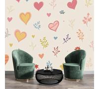 NAWVNMI Papel Pintado Pared Panorámico Corazón Flor Silvestre De Seda, 250 x 175cm, Dulce Lindo, Póster Gigante De Pared Personalizado 3D Para Salón O Dormitorio