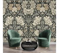 NAWVNMI Papel Pintado Pared Panorámico Estilo William Morris Floral de Seda, 150 x 105cm, Vintage Elegante, Seda de Papel Pintado Póster de Pared 3D Para Salón o Dormitorio