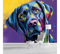 NAWVNMI Papel Pintado Pared Panorámico Labrador Retriever de Seda, 350 x 256cm, Estilo Pop Art, Seda de Papel Pintado Póster de Pared 3D Para Salón o Dormitorio