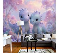 NAWVNMI Papel Pintado Pared Panorámico Pequeño Dinosaurio Lindo De Seda, 450 x 315cm, Escena De Cuento, Póster Gigante De Pared Personalizado 3D Para Salón O Dormitorio