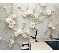 NAWVNMI Papel Pintado Pared Panorámico Vides Patrones Florales De Seda, 400 x 280cm, Elegantes Texturas, Póster Gigante De Pared Personalizado 3D Para Salón O Dormitorio