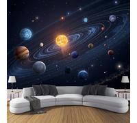 NAWVNMI Papel pintado Sistema Solar Ilustración en seda, Papel pintado Planetas Órbita para decoración pared, ideal para salón, dormitorio u oficina, 300 x 210cm