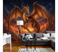 NAWVNMI Papel pintado Un Majestuoso Dragón en seda, Papel pintado En Medio De Un Mar De Nubes Cielo Estrellado para decoración pared, ideal para salón, dormitorio u oficina, 250 x 175cm