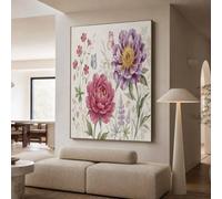 NAWVNMI Póster de Acuarela Flores para Decoración de Pared Rosa Morado Poster Mariposas Peonía de Pared para Oficina Sala de Estar decorazione di interni 16x24 pulgadas Sin Marco