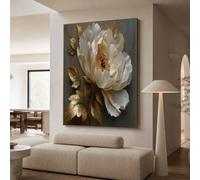 NAWVNMI Póster de Elegante Floral para Decoración de Pared Beige Oro Poster Lujoso Peonía de Pared para Oficina Sala de Estar decorazione di interni 16x24 pulgadas Sin Marco