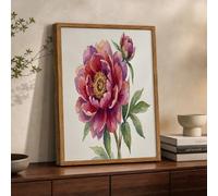 NAWVNMI Póster de Estilo Chino Floral para Decoración de Pared Rojo Púrpura Poster Acuarela Peonía de Pared para Oficina Sala de Estar decorazione di interni 24x31 pulgadas Sin Marco