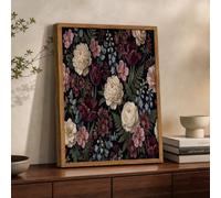 NAWVNMI Póster de Estilo Francés Jardín para Decoración de Pared Rojo Vino Blanco Lechoso Poster Peonía Tulipán de Pared para Oficina Sala de Estar decorazione di interni 28x39 pulgadas Sin Marco