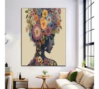 NAWVNMI Póster de Mujer Silueta para Decoración de Pared Morado Amarillo Azul Poster Flores de Pared para Oficina Sala de Estar decorazione di interni 16x20in Sin Marco