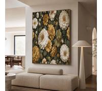 NAWVNMI Póster de Vintage Floral para Decoración de Pared Cúrcuma Verde Poster Peonía Pintura Al Óleo de Pared para Oficina Sala de Estar decorazione di interni 12x16 pulgadas Sin Marco