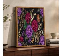 NAWVNMI Póster de Vintage Jardín para Decoración de Pared Morado Rojo Poster Peonía Rosa Mariposa de Pared para Oficina Sala de Estar decorazione di interni 16x20 pulgadas Sin Marco