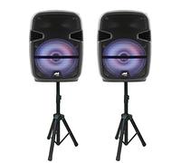 Naxa Electronics - Altavoces de Fiesta inalámbricos con Bluetooth Dual, con Combo de luz de Discoteca, 12 Pulgadas, Color Negro
