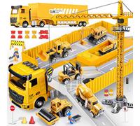 Naxudcoo Juguete para Niños 3 4 5 6 Años,Juguete de Camión de Construcción con Luces y Sonidos, Incluye Excavadora, Grúa, Hormigonera y Topadora, Regalo para Niños y Niñas de 3 a 7 Años